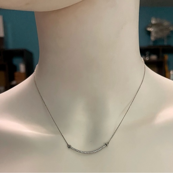 Adornia .925 Sterling Crystal Curved Bar Necklace - Picture 3 of 6